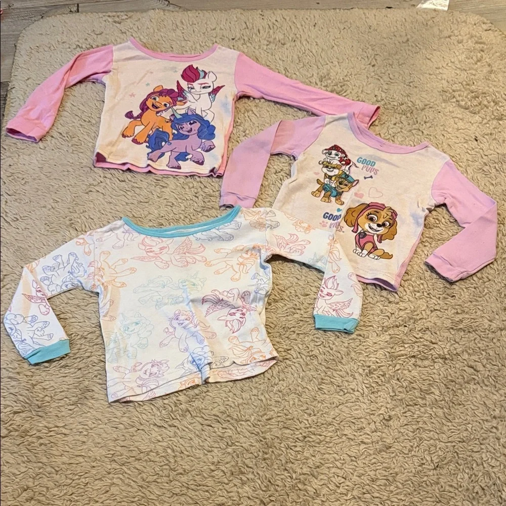 (3) Toddler Long Sleeve Pajama Tops